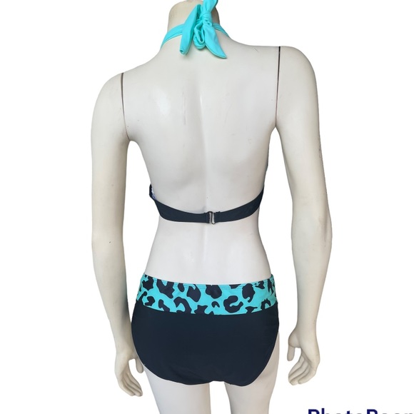 Black & Mint Two Piece Bikini Set - Picture 4 of 7